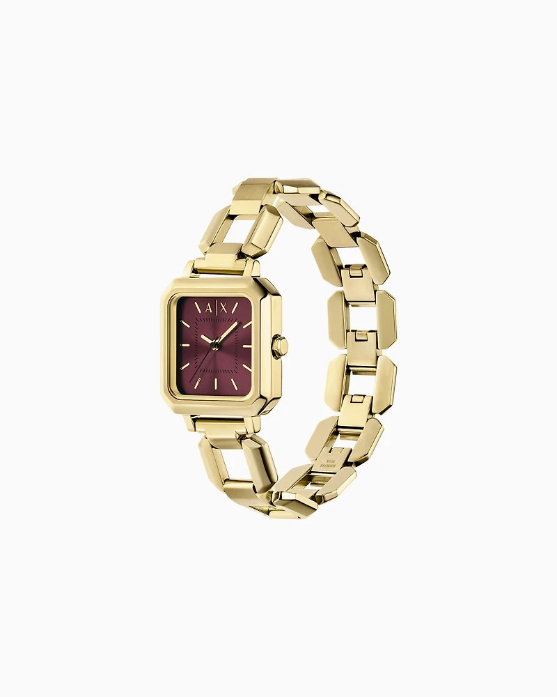 Three-Hand Gold-Tone Stainless Steel Watch