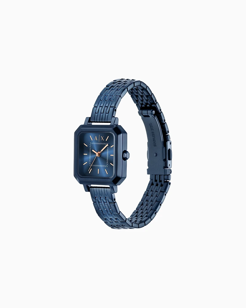 Armani Exchange -  Three-Hand Blue Stainless Steel Watch, Woman, Multicoloured, Size: TU