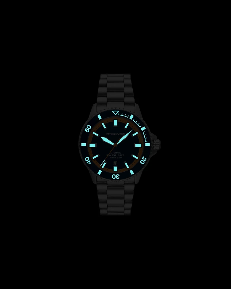 Emporio Armani - Sea Explorer Automatic Stainless Steel Watch, Man, Multicoloured, Size: TU