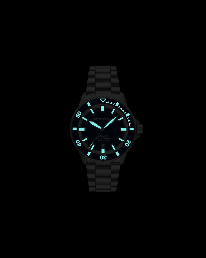 Emporio Armani - Sea Explorer Automatic Stainless Steel Watch, Man, Multicoloured, Size: TU
