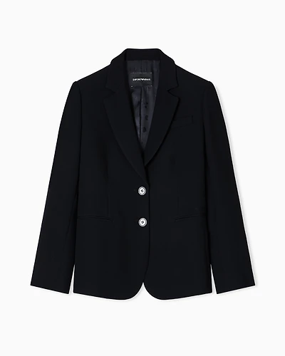 Emporio Armani - ASV single-breasted blazer waffle weave technical fabric, Woman, Black, Size: