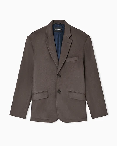 Emporio Armani - Virgin wool blazer with lapels , Man, Brown, Size: