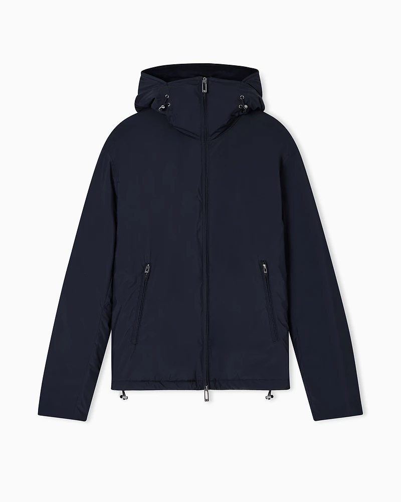 Emporio Armani - Travel Essentials water-repellent nylon hooded jacket, Man, Navy Blue, Size:
