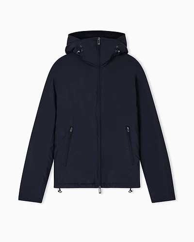 Emporio Armani - Travel Essentials water-repellent nylon hooded jacket, Man, Navy Blue, Size: