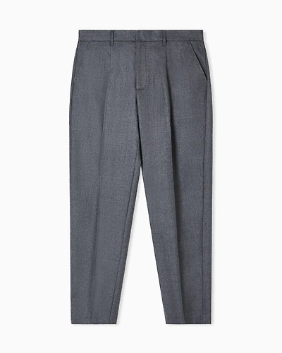 Emporio Armani - Virgin-wool stretch-twill trousers, Man, Grey, Size:
