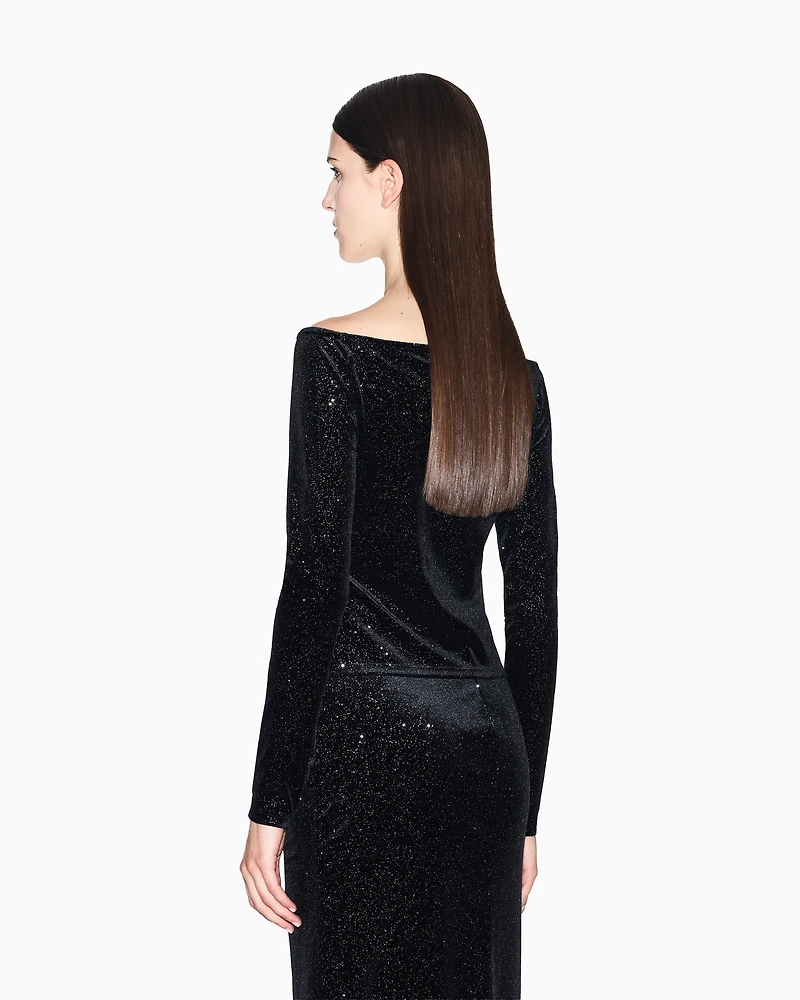 Armani Exchange - Glitter fabric sweater, Woman, Black, Size: