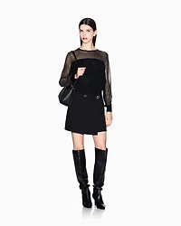 Armani Exchange - Sweater with transparent tulle details, Woman, Black, Size: