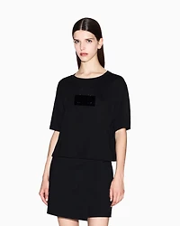 Armani Exchange - Cropped T-Shirts, Woman, Black, Size: