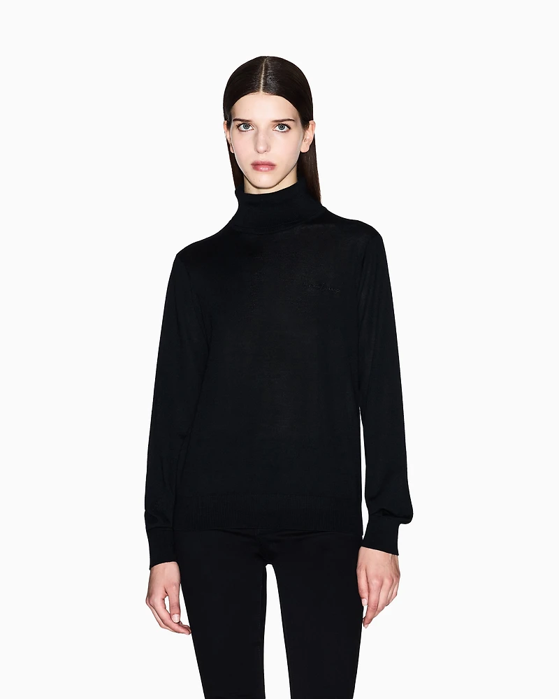 Armani Exchange - Merino turtleneck sweater, Woman, Black, Size: