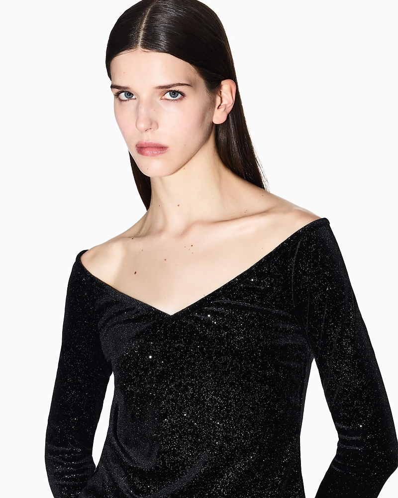 Armani Exchange - Glitter fabric sweater, Woman, Black, Size: