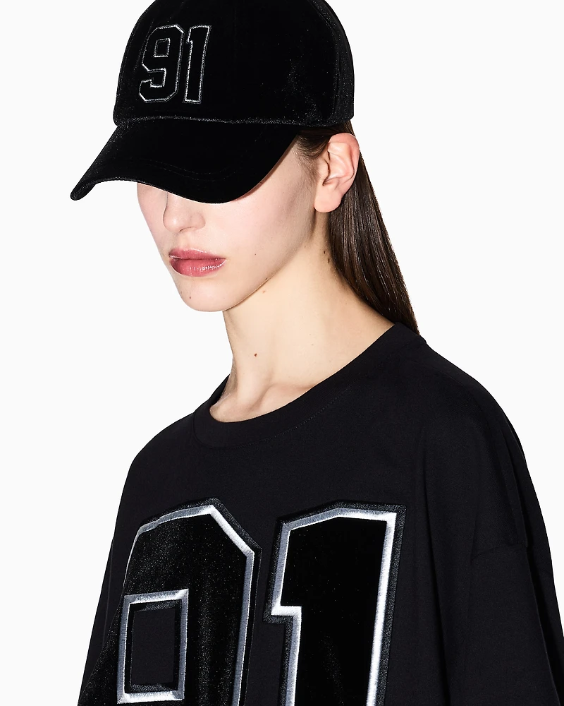 Armani Exchange - Velvet peaked hat, Woman, Black, Size: TU