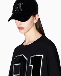 Armani Exchange - Velvet peaked hat, Woman, Black, Size: TU