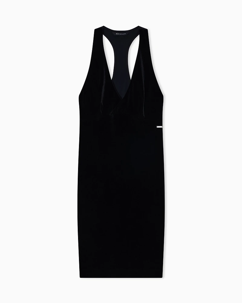 Armani Exchange - Stretch velvet mini dress, Woman, Black, Size: