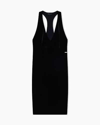 Armani Exchange - Stretch velvet mini dress, Woman, Black, Size: