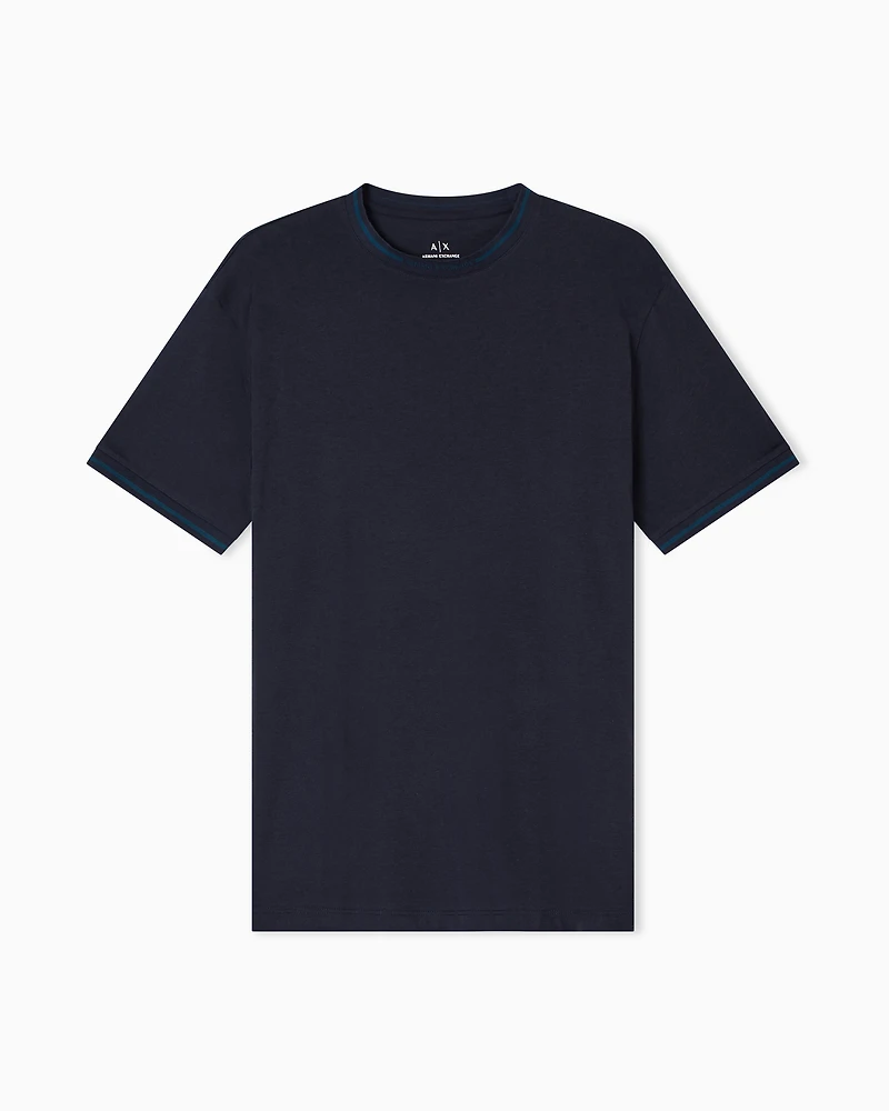 Regular fit T-shirt with contrasting piping