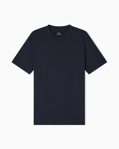 Regular fit T-shirt with contrasting piping