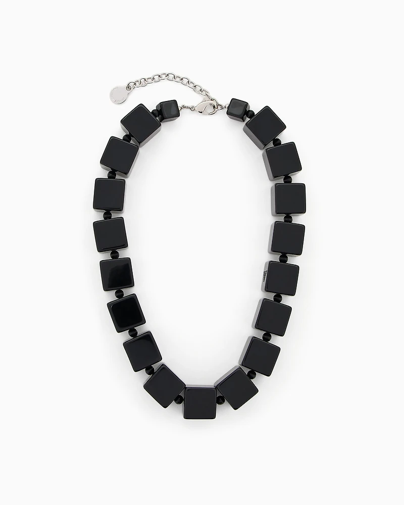 Emporio Armani - Necklace with cubes and micro spheres, Woman, Black, Size: TU