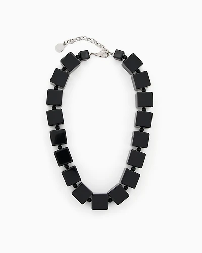 Emporio Armani - Necklace with cubes and micro spheres, Woman, Black, Size: TU