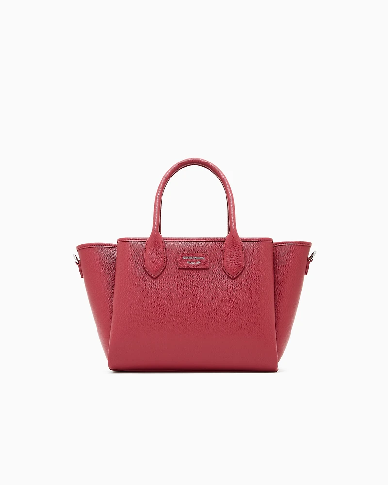 Emporio Armani - Medium shopper bag with palmellato finish, Woman, Red, Size: TU