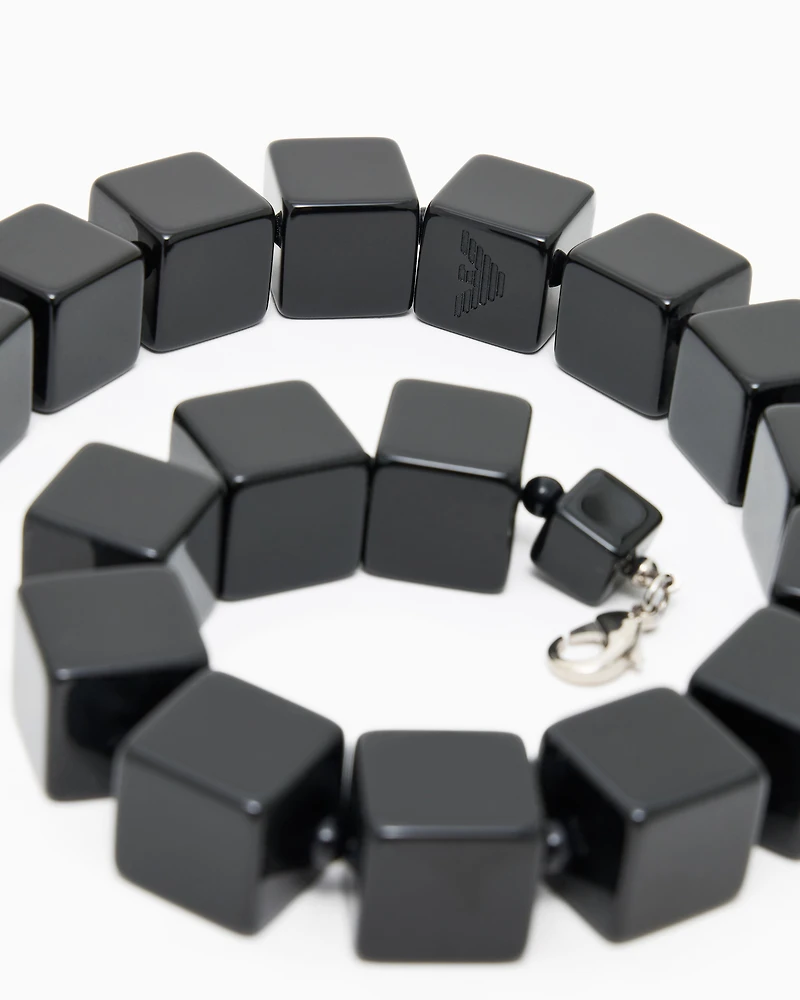 Emporio Armani - Necklace with cubes and micro spheres, Woman, Black, Size: TU