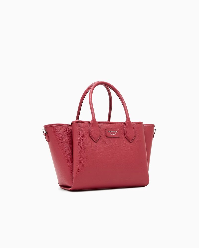 Emporio Armani - Medium shopper bag with palmellato finish, Woman, Red, Size: TU