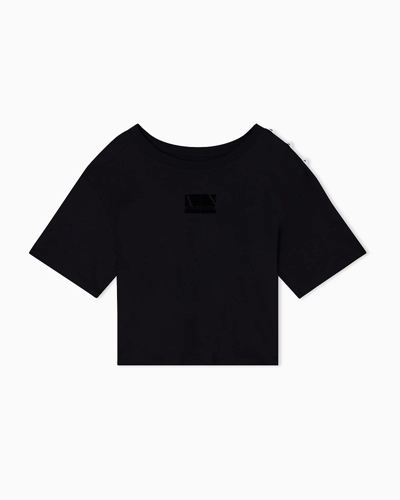 Armani Exchange - Cropped T-Shirts, Woman, Black, Size: