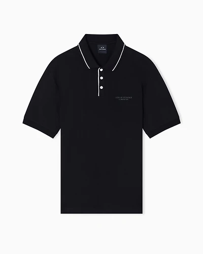 Armani Exchange - Regular fit polo shirt stretch jersey, Man, Black, Size: