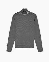 Emporio Armani - Striped embroidery-stitched jacquard virgin wool rollneck jumper, Man, Blue, Size:
