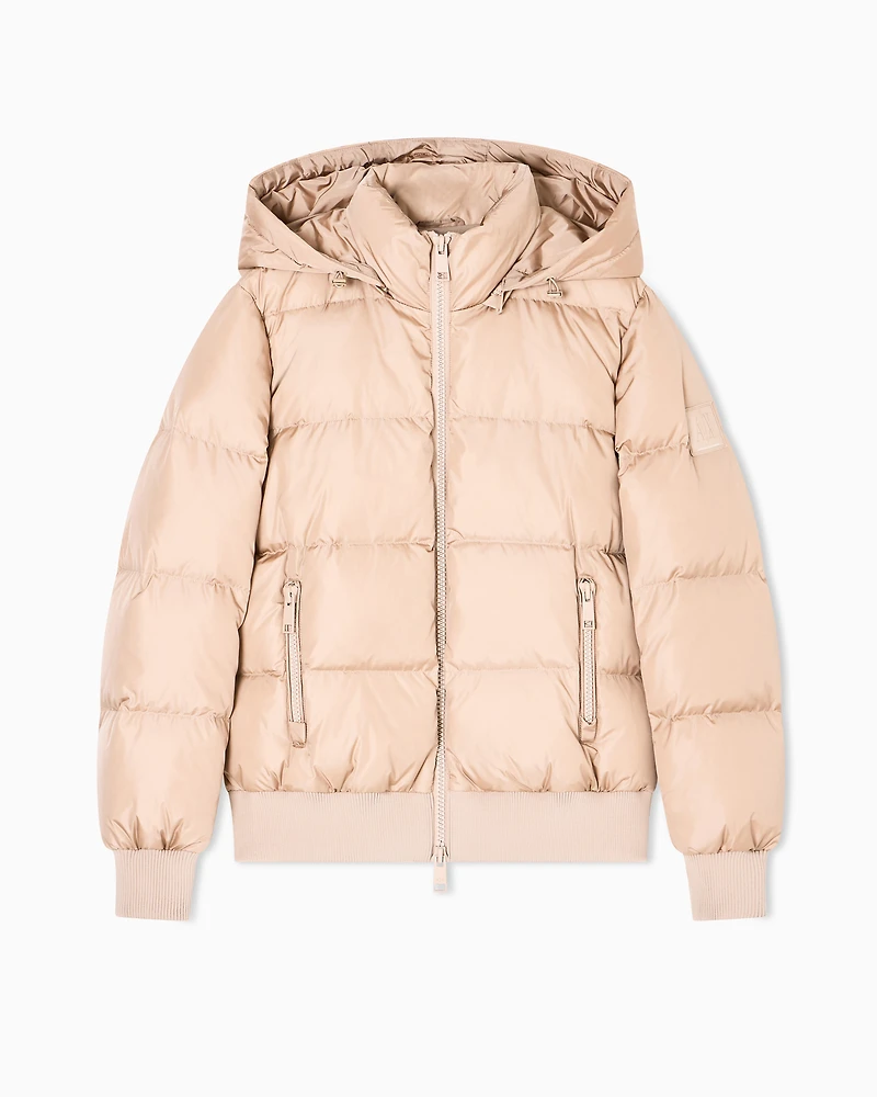 Armani Exchange - Quilted hooded down jacket, Woman, Camel, Size: