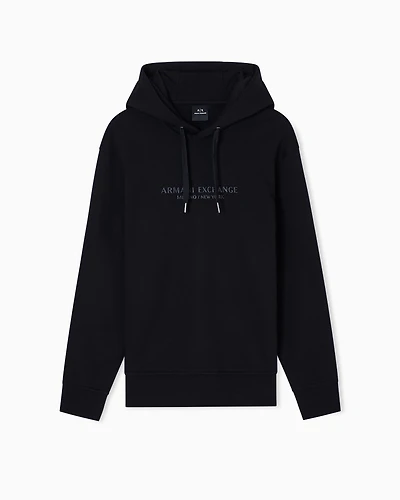 Armani Exchange - HOODED COTTON LOGO SWEATSHIRT, Man, Black, Size: