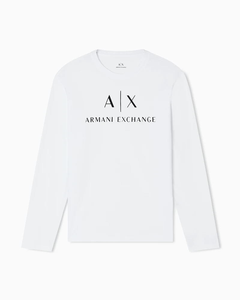 Armani Exchange - Long sleeve T-shirt with logo prints, Man, White, Size: