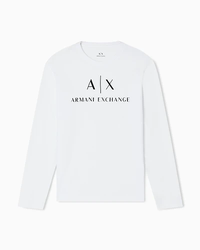Armani Exchange - Long sleeve T-shirt with logo prints, Man, White, Size:
