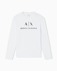 Armani Exchange - Long sleeve T-shirt with logo prints, Man, White, Size: