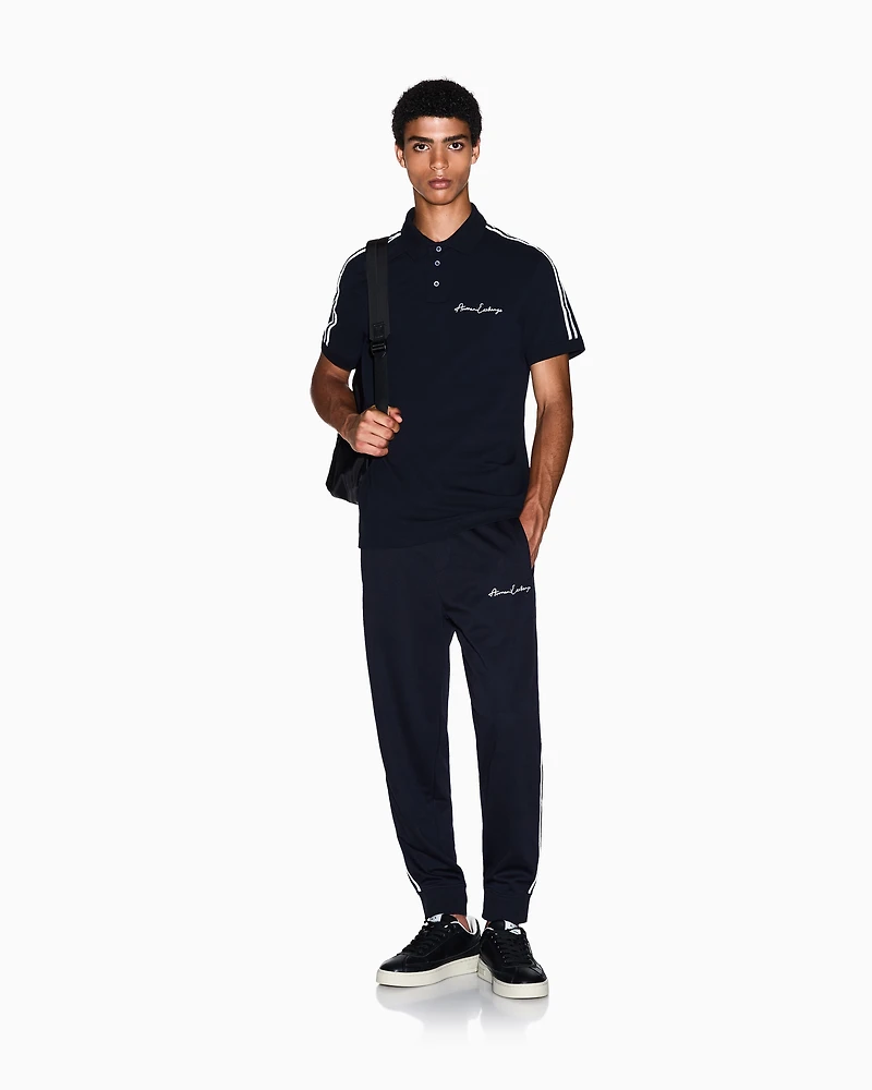 Armani Exchange - Regular fit polo shirt with Signature Logo, Man, Navy Blue, Size: