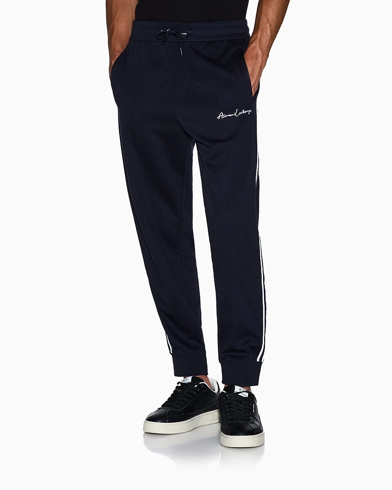 Armani Exchange - Logo Signature Joggers, Man, Navy Blue, Size: