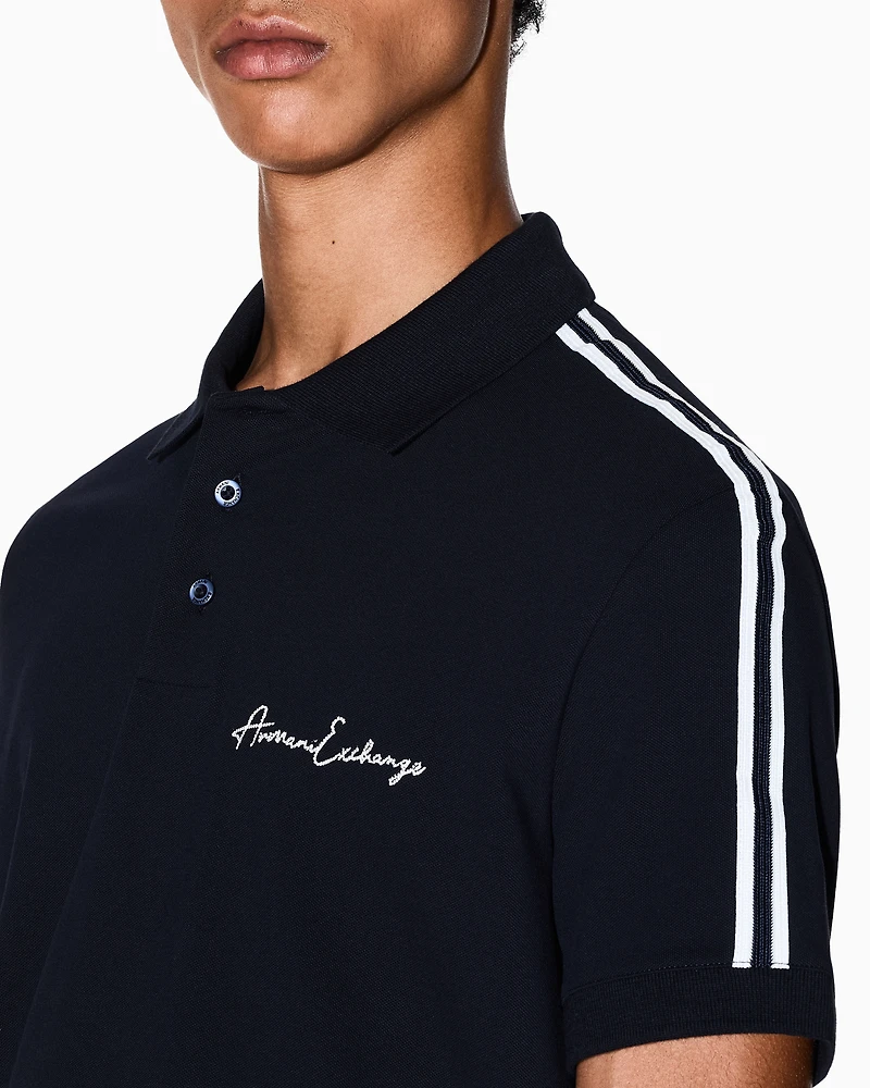 Armani Exchange - Regular fit polo shirt with Signature Logo, Man, Navy Blue, Size: