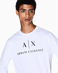 Armani Exchange - Long sleeve T-shirt with logo prints, Man, White, Size: