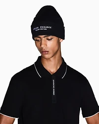 Armani Exchange - Beanie Hat Milano / New York ASV, Man, Black, Size: TU