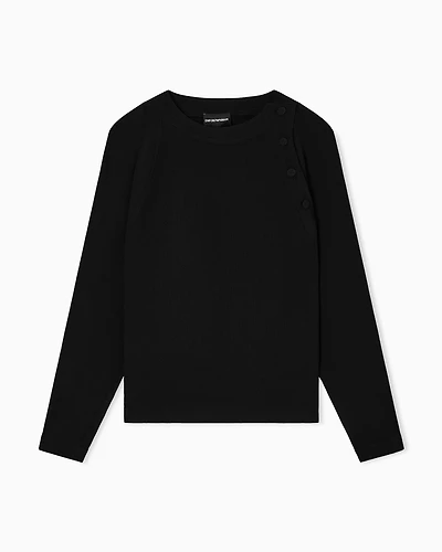 Emporio Armani - Stretch sandblasted fabric blouse, Woman, Black, Size:
