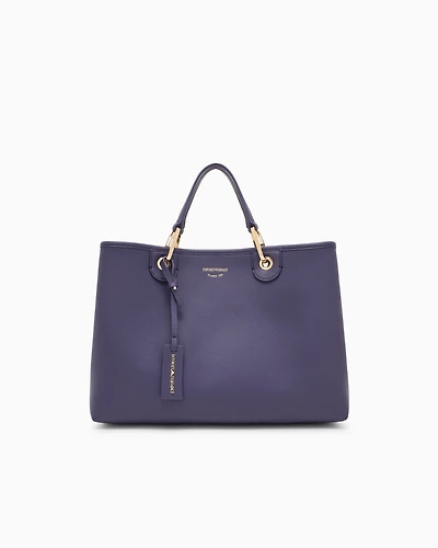 Emporio Armani - Medium MyEA shopper bag with deer print, Woman, Blue, Size: TU