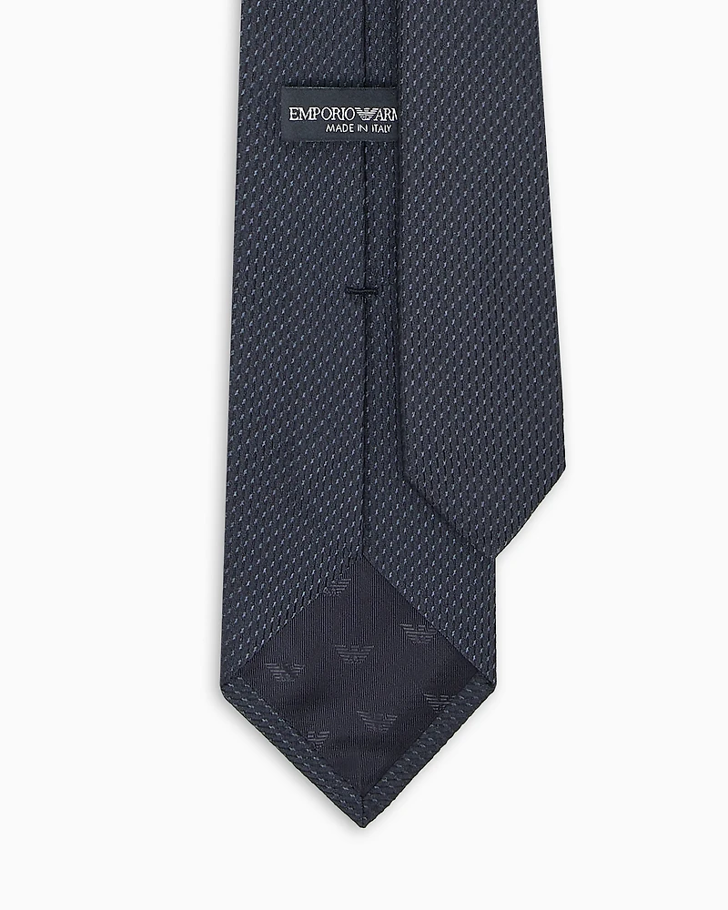 Emporio Armani - Pure silk micro-textured tie, Man, Black, Size: TU