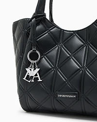 Emporio Armani - Nappa leather-effect shopper bag with embossed motif, Woman, Black, Size: TU