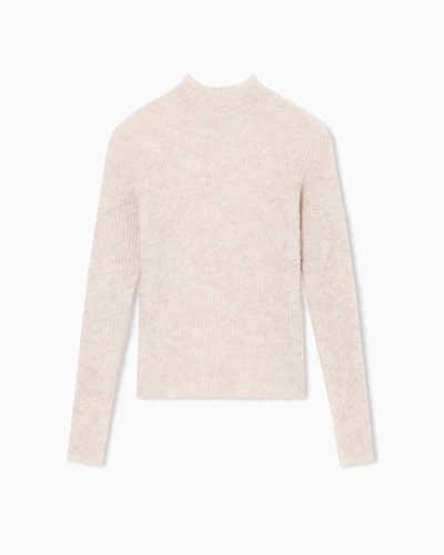 Emporio Armani - Mock-neck jumper an alpaca wool blend, Woman, Beige, Size: