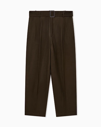 Emporio Armani - Virgin wool trousers with belt , Man, Brown, Size: