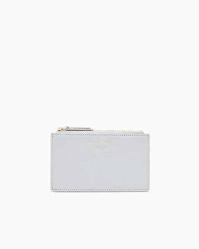 Emporio Armani - Zipped, tumbled-leather card holder, Woman, Grey, Size: TU