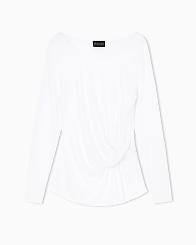 Emporio Armani - Jersey jumper with twist, Woman, Beige, Size: