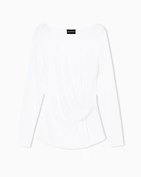 Emporio Armani - Jersey jumper with twist, Woman, Beige, Size: