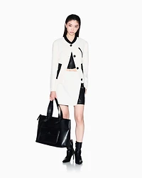 Cropped Jacket with Faux-Leather Details