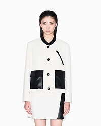 Cropped Jacket with Faux-Leather Details