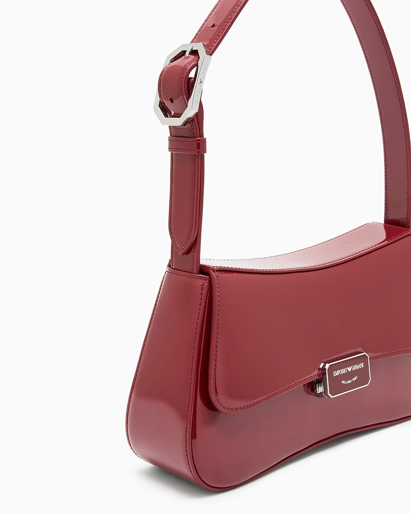 Emporio Armani - Patent-effect shoulder bag, Woman, Red, Size: TU